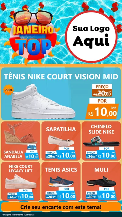 Modelo de Rede Social para Stories com o tema Janeiro Top para Calçados