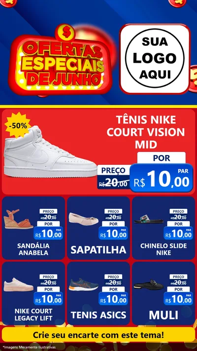 Modelo de Rede Social para Stories com o tema Ofertas Especiais de Junho para Calçados