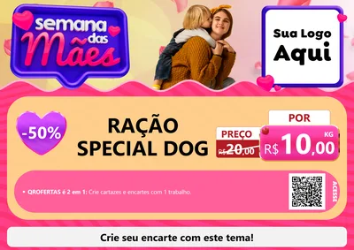 Modelo de Cartaz para Cartaz A4 Horizontal com o tema Semana das Mães para Pet Shop