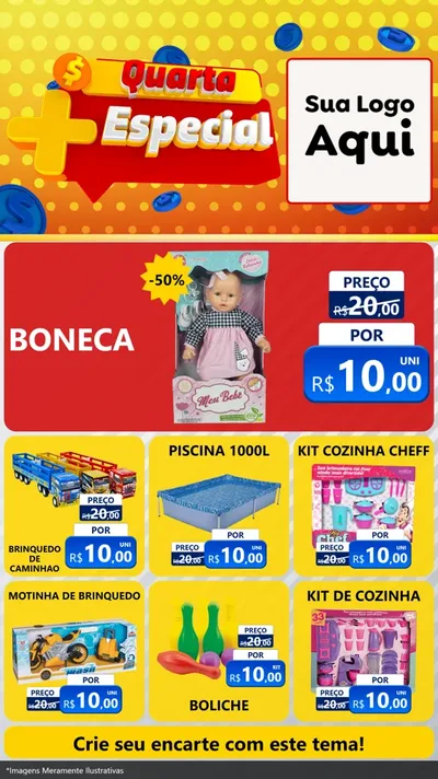 Modelo de Rede Social para Stories com o tema Quarta Mais Especial para Brinquedos