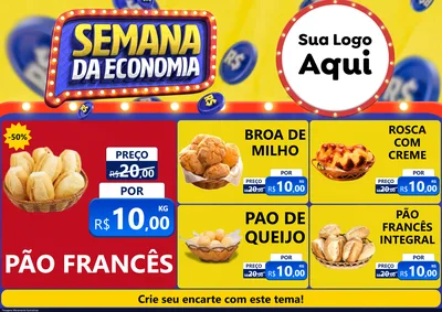 Modelo de Encarte para Encarte A4 Horizontal com o tema Semana da Economia para Padaria