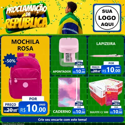 Modelo de Rede Social para Feed Facebook com o tema Proclamação da República para Papelaria