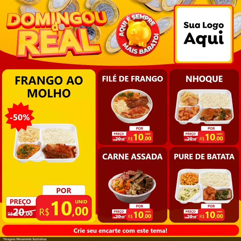 Modelo de Rede Social para Feed Facebook com o tema Domingou do Real para Restaurante