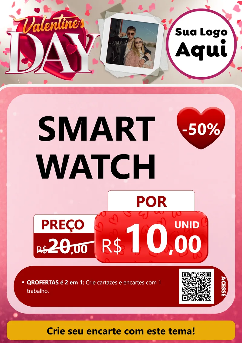 Modelo de Cartaz para Cartaz A4 Vertical com o tema Valentine's Day para Informática