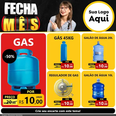 Modelo de Rede Social para Feed Facebook com o tema Fecha Mês para Água e gás