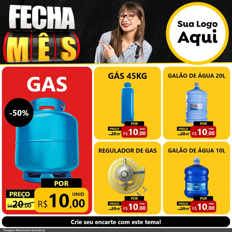 Modelo de Rede Social para Feed Facebook com o tema Fecha Mês para Água e gás