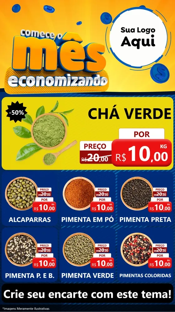 Modelo de Rede Social para Stories com o tema Comece O Mês Economizando para Produtos Naturais