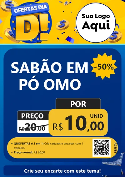 Modelo de Cartaz para Cartaz A4 Vertical com o tema Ofertas Dia D para Produtos de Limpeza