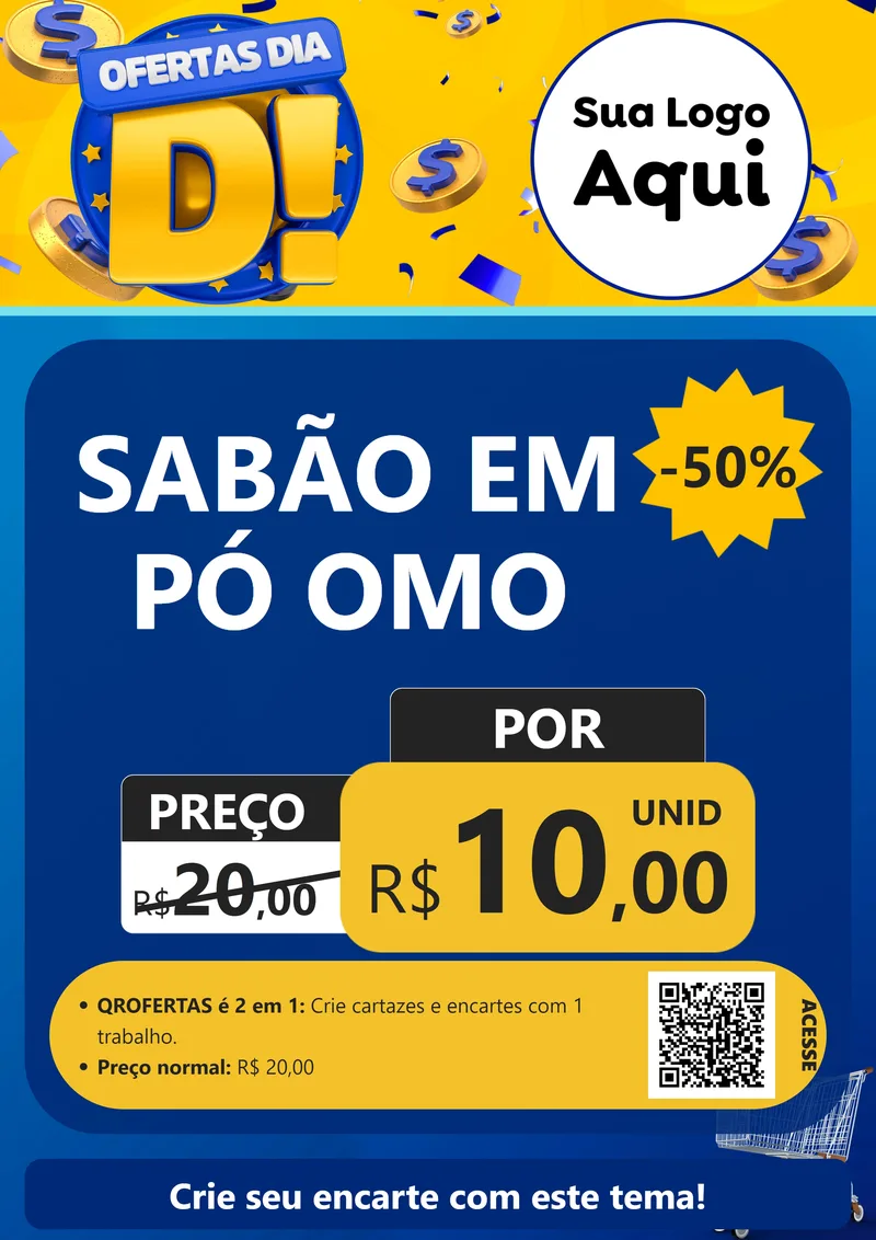 Modelo de Cartaz para Cartaz A4 Vertical com o tema Ofertas Dia D para Produtos de Limpeza