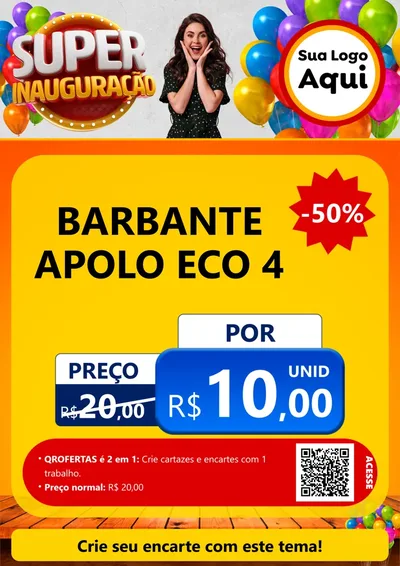 Modelo de Cartaz para Cartaz A4 Vertical com o tema Super Inauguração para Armarinho e Aviamentos