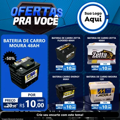 Modelo de Rede Social para Feed Facebook com o tema Ofertas Para Você - Auto e Motopeças para Baterias Elétricas