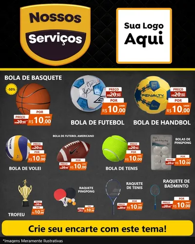 Modelo de Rede Social para Feed Instagram com o tema Nossos Serviços para Artigos Esportivos