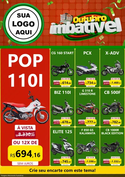 Modelo de Encarte para Encarte A4 Vertical com o tema Outubro Imbatível para Concessionaria de Motos