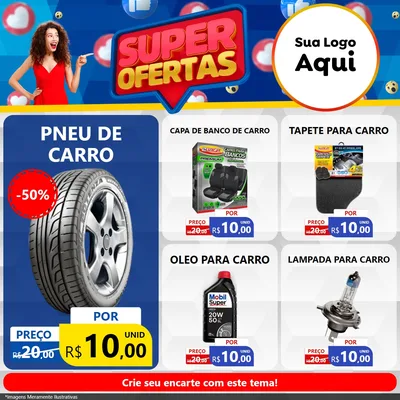 Modelo de Rede Social para Feed Facebook com o tema Super Ofertas para Auto peças