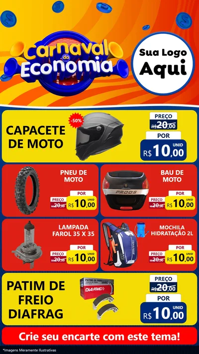 Modelo de TV para TV Vertical com o tema Carnaval da Economia para Moto peças