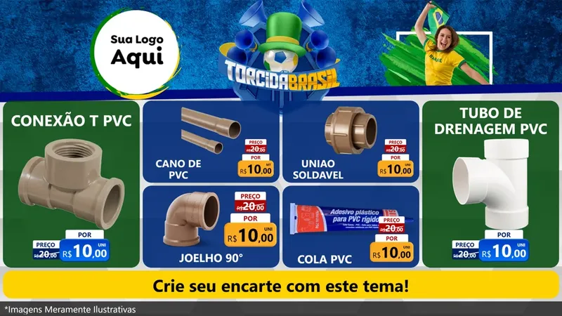 Modelo de TV para TV Horizontal com o tema Torcida Brasil - Copa para Tubos e conexões