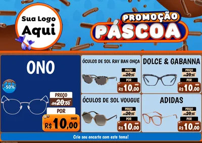 Modelo de Encarte para Encarte A4 Horizontal com o tema Promoção Páscoa para Óticas