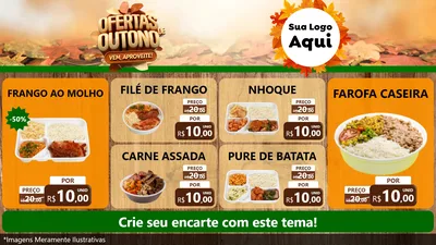 Modelo de TV para TV Horizontal com o tema Ofertas de Outono - Vem, Aproveite! para Restaurante