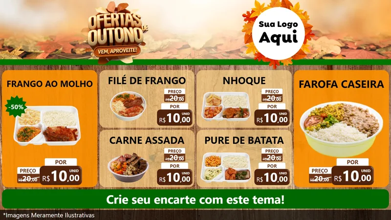 Modelo de TV para TV Horizontal com o tema Ofertas de Outono - Vem, Aproveite! para Restaurante