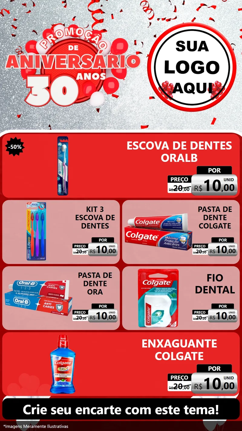 Modelo de TV para TV Vertical com o tema Promoção de Aniversário - 30 Anos para Higiene Pessoal