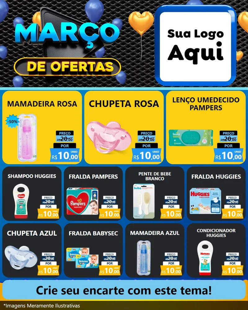 Modelo de Rede Social para Feed Instagram com o tema Março de Ofertas para Bebês