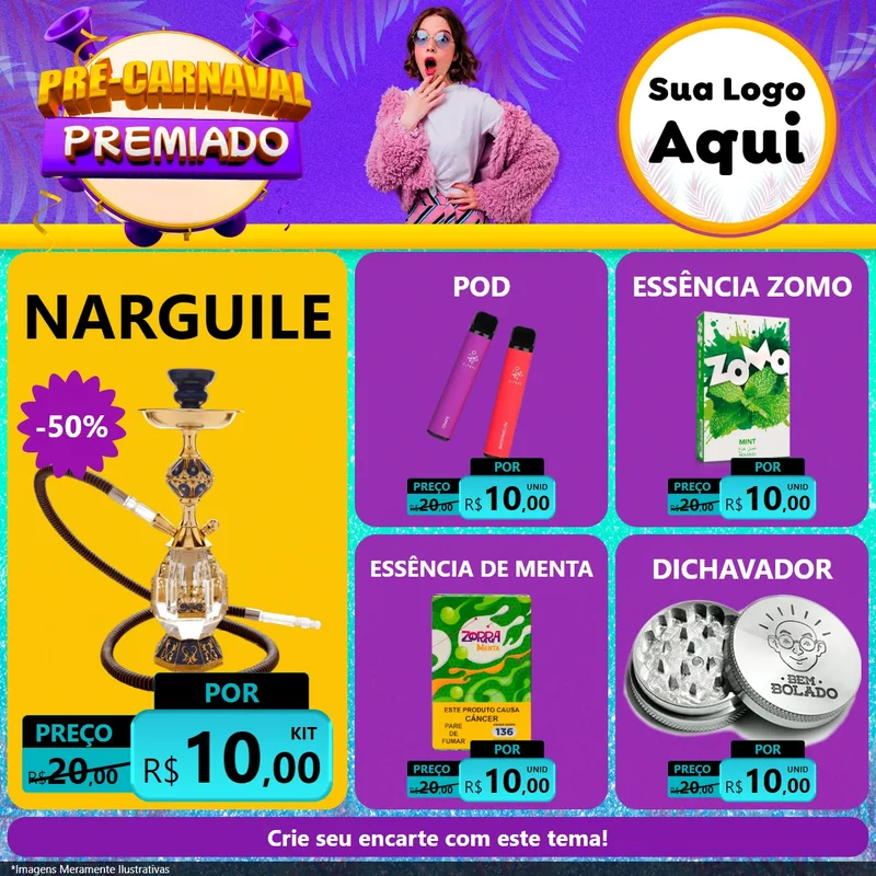 Modelo de Rede Social para Feed Facebook com o tema Pré-Carnaval Premiado para Tabacaria