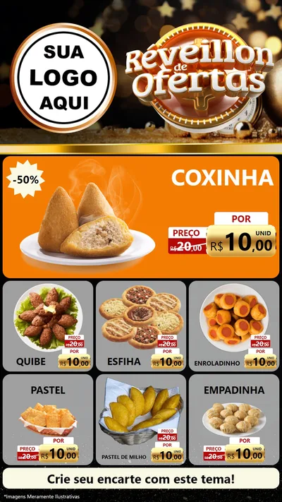 Modelo de Rede Social para Stories com o tema Réveillon de Ofertas para Salgadaria