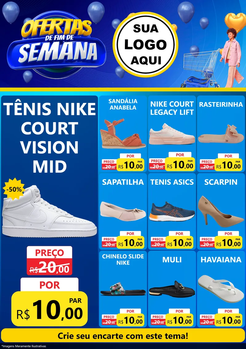 Modelo de Encarte para Encarte A4 Vertical com o tema Ofertas de Fim de Semana para Calçados