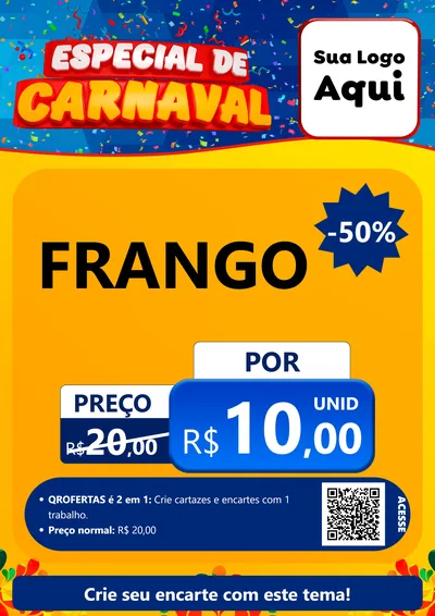 Modelo de Cartaz para Cartaz A4 Vertical com o tema Especial de Carnaval para Assados