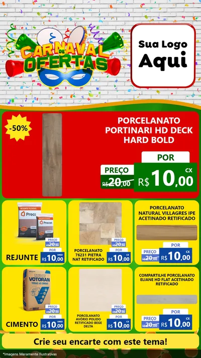 Modelo de Rede Social para Stories com o tema Carnaval de Ofertas para Pisos e revestimentos