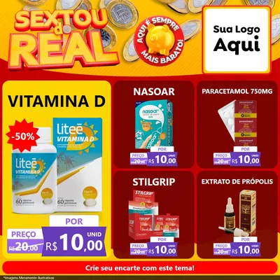 Modelo de Rede Social para Feed Facebook com o tema Sextou do Real para Farmácia