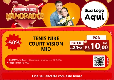 Modelo de Cartaz para Cartaz A4 Horizontal com o tema Semana dos Namorados para Calçados