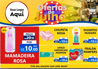 Modelo de Encarte para Encarte A4 Horizontal com o tema Ofertas de Julho para Bebês