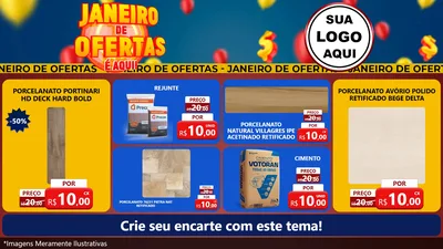 Modelo de TV para TV Horizontal com o tema Janeiro de Ofertas É Aqui! para Pisos e revestimentos