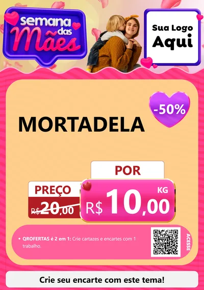 Modelo de Cartaz para Cartaz A4 Vertical com o tema Semana das Mães para Frios e Laticínios