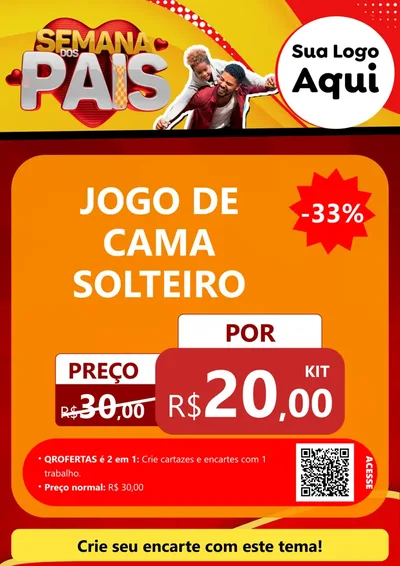 Modelo de Cartaz para Cartaz A4 Vertical com o tema Semana Dos Pais para Cama, Mesa e Banho