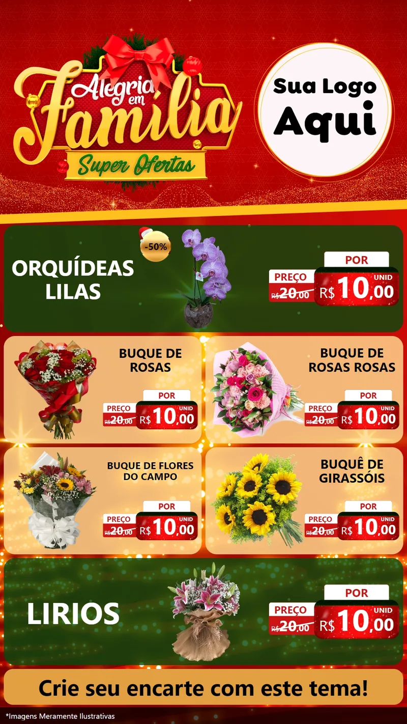 Modelo de TV para TV Vertical com o tema Alegria em Família Super Ofertas - Natal para Floricultura e jardim