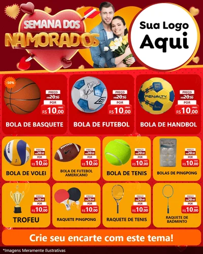 Modelo de Rede Social para Feed Instagram com o tema Semana dos Namorados para Artigos Esportivos