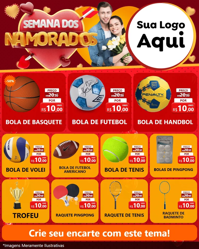 Modelo de Rede Social para Feed Instagram com o tema Semana dos Namorados para Artigos Esportivos