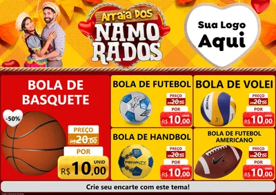 Modelo de Encarte para Encarte A4 Horizontal com o tema Arraiá dos Namorados para Artigos Esportivos