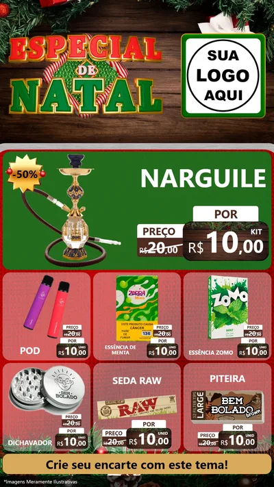 Modelo de Rede Social para Stories com o tema Especial de Natal para Tabacaria