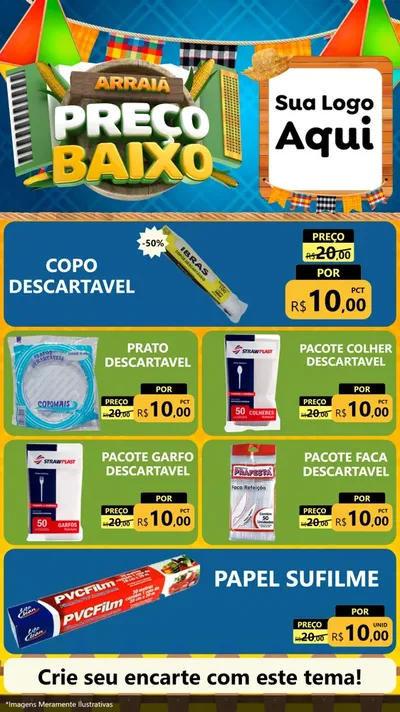 Modelo de TV para TV Vertical com o tema Arraiá de Preço Baixo - Junina para Embalagens