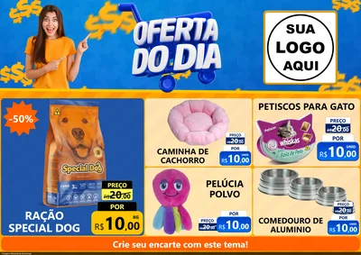 Modelo de Encarte para Encarte A4 Horizontal com o tema Oferta do Dia para Pet Shop
