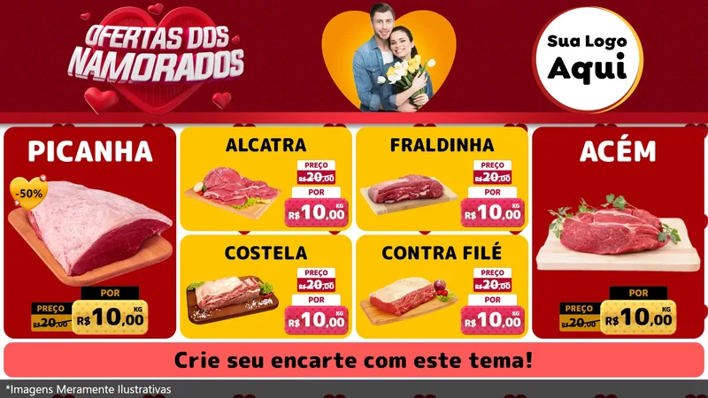 Modelo de TV para TV Horizontal com o tema Ofertas Dos Namorados para Açougue