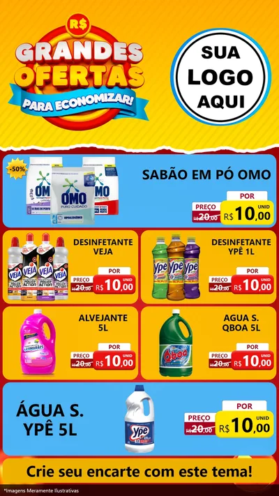 Modelo de TV para TV Vertical com o tema Grandes Ofertas Para Economizar! para Produtos de Limpeza