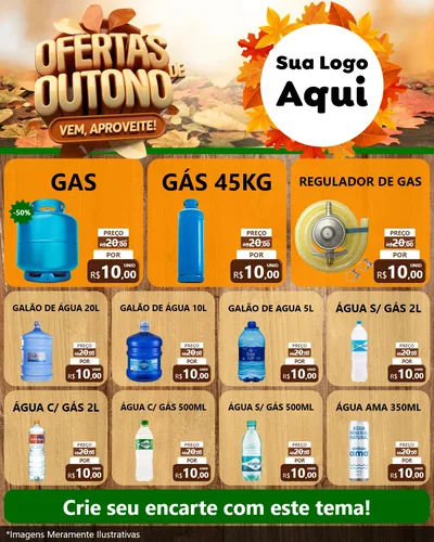 Modelo de Rede Social para Feed Instagram com o tema Ofertas de Outono - Vem, Aproveite! para Água e gás