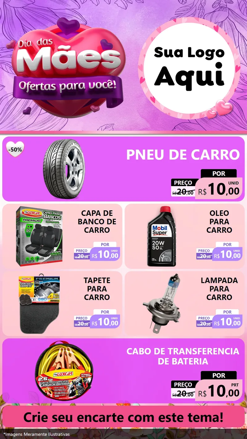 Modelo de TV para TV Vertical com o tema Dia das Mães Ofertas para Você! para Auto peças