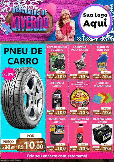 Modelo de Encarte para Encarte A4 Vertical com o tema Descontos de Inverno para Auto peças