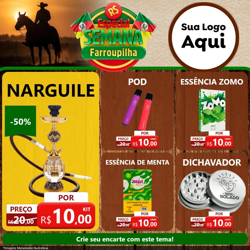 Modelo de Rede Social para Feed Facebook com o tema Especial Semana Farroupilha para Tabacaria