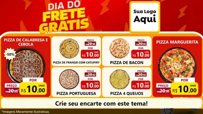 Modelo de TV para TV Horizontal com o tema Dia do Frete Grátis para Pizzaria